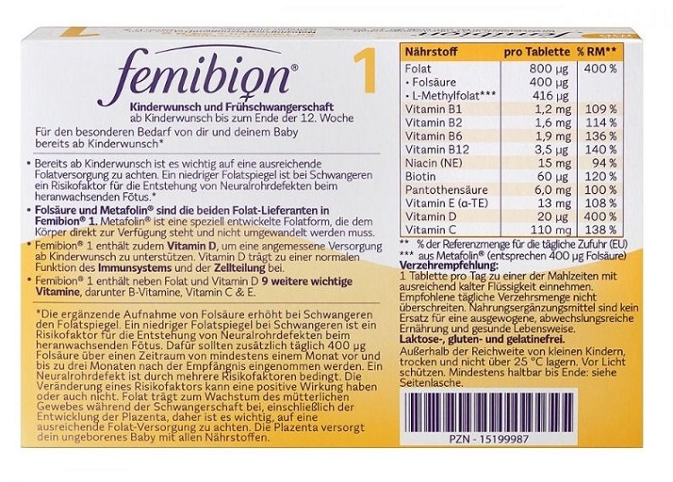 Vitamin Tổng Hợp Hỗ Trợ Bà Bầu Femibion 1 Của Đức