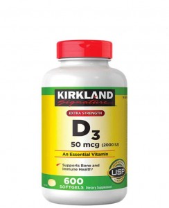 Viên uống Vitamin D3 Kirkland Extra Strength D3 50mcg