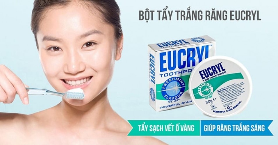 Bột tẩy trắng răng Eucryl review có tốt không, bán ở đâu
