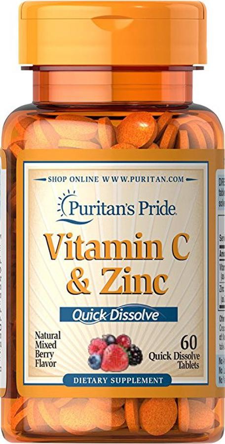 Viên Ngậm Bổ Sung Kẽm Và Vitamin C Puritan's Pride Quick Dissolve