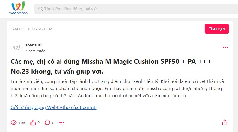 phấn nước Missha M Magic Cushion SPF 50+ PA+++, phấn nước Missha M Magic Cushion SPF 50+ PA+++ review, phấn nước Missha M Magic Cushion Moisture SPF 50+ PA+++, phấn nước Missha M Magic Cushion cover SPF 50+ PA+++