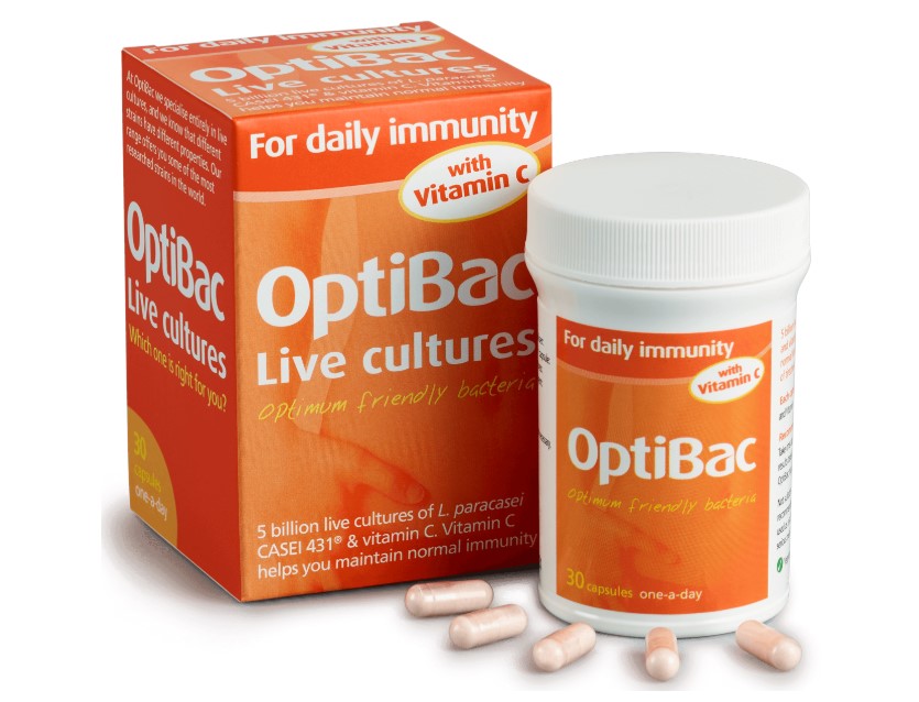 Viên uống Optibac For Daily Immunity With Vitamin C hỗ trợ miễn dịch