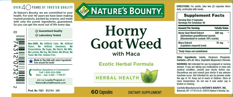 Viên uống hỗ trợ sinh lý nam Nature's Bounty Horny Goat Weed