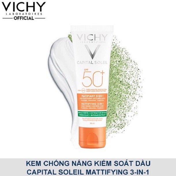 Review kem chống nắng Vichy Capital Soleil Mattifying 3-in-1 spf50+ 