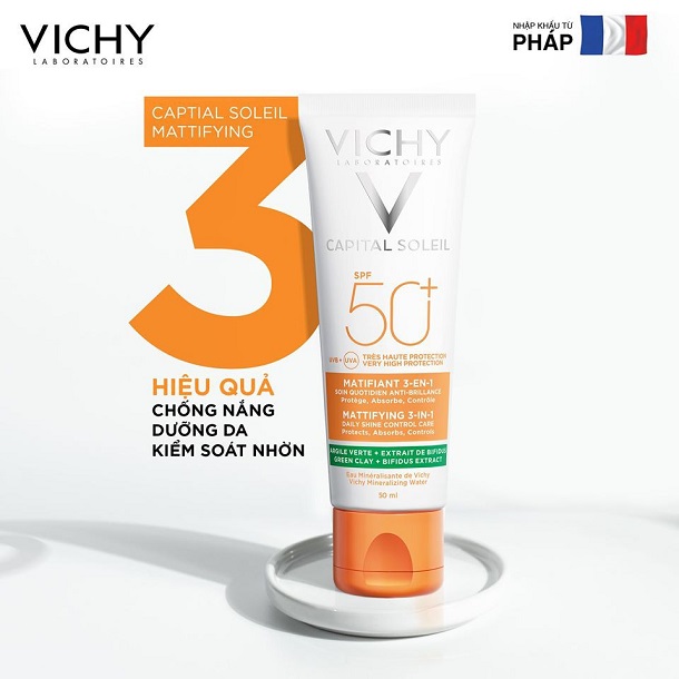 Review kem chống nắng Vichy Capital Soleil Mattifying 3-in-1 spf50+ 