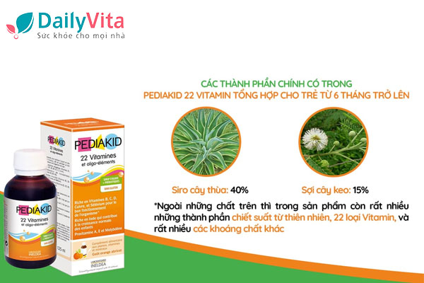 Vitamin tổng hợp Pediakid chứa thành phần chiết xuất từ thiên nhiên