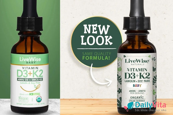 Vitamin D3 K2 hữu cơ Livewise Baby